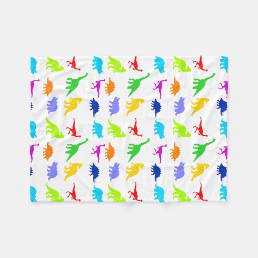 Colorful Dinosaurs Fleece Deken (Voorkant (Horizontaal))