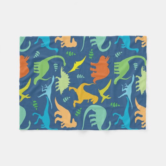 Colorful Dinosaurs Fleece Deken (Voorkant (Horizontaal))