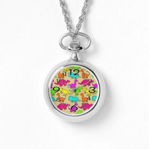 Colorful Dinosaurs Horloge