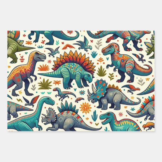 Colorful Dinosaurs Inpakpapier Vel (Voorkant 2)