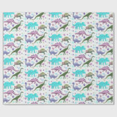 Colorful Dinosaurs Mania Cadeaupapier (Vlak)