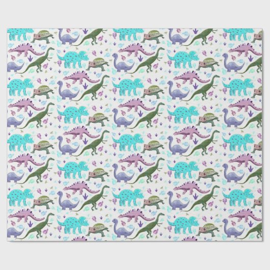 Colorful Dinosaurs Mania Cadeaupapier (Vlak)