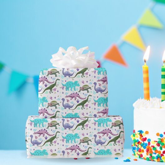 Colorful Dinosaurs Mania Cadeaupapier