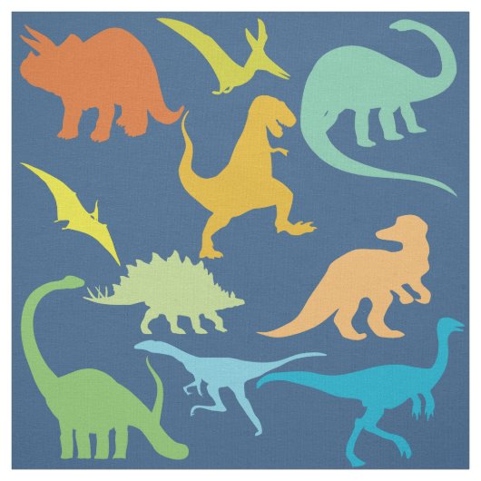 Colorful Dinosaurs Pattern | Blauw Stof (Swatch)