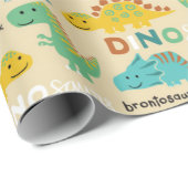 Colorful Dinosaurs Pattern Cadeaupapier (Rol Hoek)