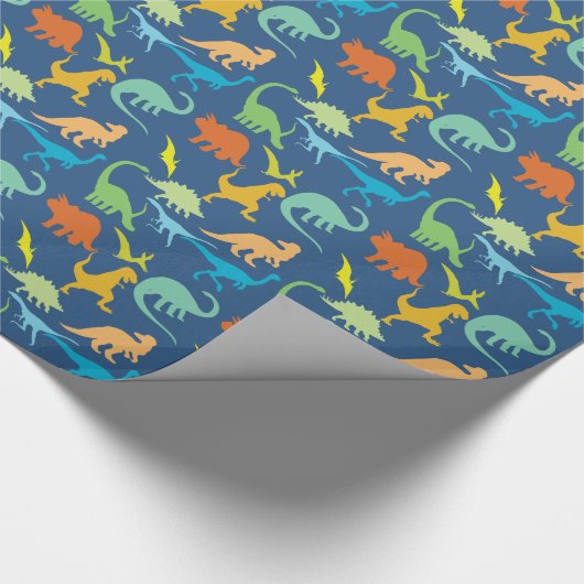 Colorful Dinosaurs Pattern Cadeaupapier (Hoek)