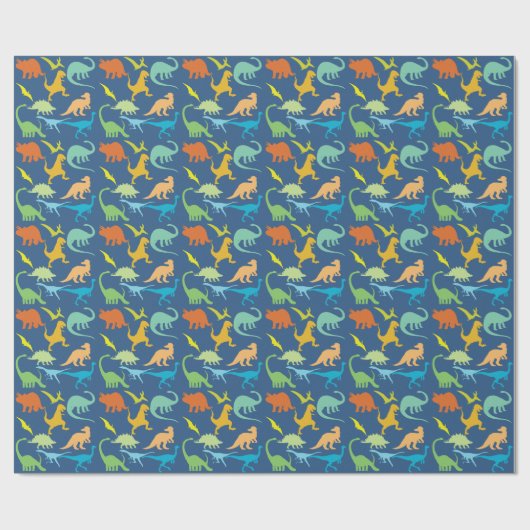 Colorful Dinosaurs Pattern Cadeaupapier (Vlak)
