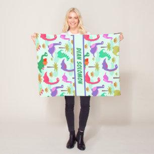 Colorful Dinosaurs Pattern Persoonlijke jongens Fleece Deken