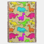 Colorful Dinosaurs Throw Blanket Deken (Voorkant Verticaal)