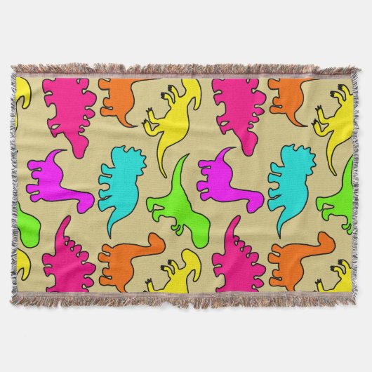 Colorful Dinosaurs Throw Blanket Deken (Voorkant)
