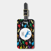 Colorful Dinosaurs Waterverf Kinder Patroon Bagagelabel (Voorkant verticaal)