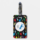 Colorful Dinosaurs Waterverf Kinder Patroon Bagagelabel (Achterkant verticaal)