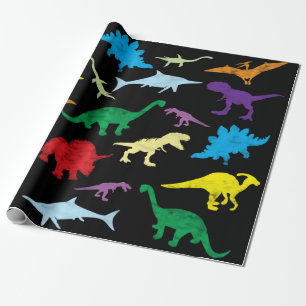 Colorful Dinosaurs Waterverf Kinder Patroon Cadeaupapier
