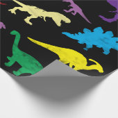 Colorful Dinosaurs Waterverf Kinder Patroon Cadeaupapier (Hoek)