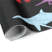 Colorful Dinosaurs Waterverf Kinder Patroon Cadeaupapier (Rol Hoek)