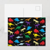 Colorful Dinosaurs Waterverf Kinder Patroon Feestdagenkaart (Voorkant / Achterkant)