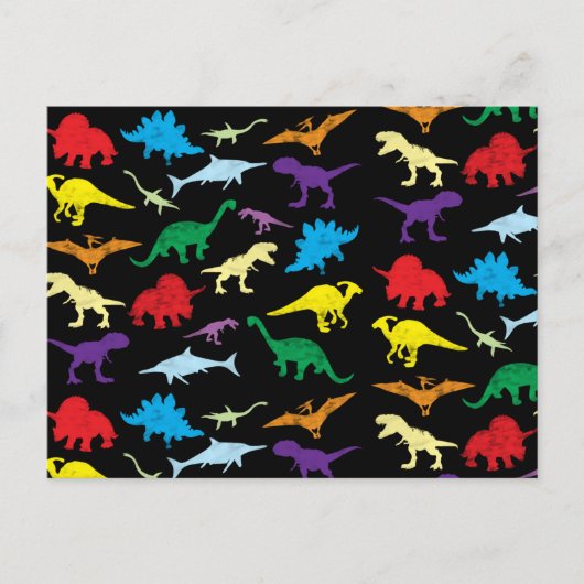 Colorful Dinosaurs Waterverf Kinder Patroon Feestdagenkaart (Voorkant)