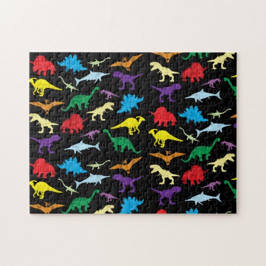 Colorful Dinosaurs Waterverf Kinder Patroon Legpuzzel (Horizontaal)