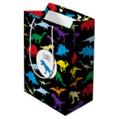 Colorful Dinosaurs Waterverf Kinder Patroon Medium Cadeauzakje (Achterkant Gekanteld)