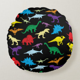 Colorful Dinosaurs Waterverf Kinder Patroon Rond Kussen