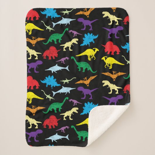 Colorful Dinosaurs Waterverf Kinder Patroon Sherpa Deken (Voorkant)