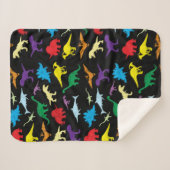 Colorful Dinosaurs Waterverf Kinder Patroon Sherpa Deken (Voorkant (horizontaal))