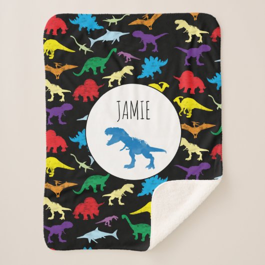 Colorful Dinosaurs Waterverf Kinder Patroon Sherpa Deken (Voorkant)