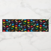 Colorful Dinosaurs Waterverf Kinderen van Birthday Waterfles Etiket (Enkel label)