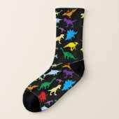 Colorful Dinosaurs Waterverf Patroon Sokken (Links - buitenkant)