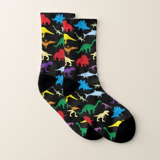 Colorful Dinosaurs Waterverf Patroon Sokken (Paar)