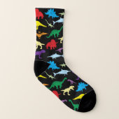 Colorful Dinosaurs Waterverf Patroon Sokken (Links binnenkant)