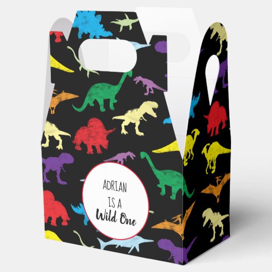 Colorful Dinosaurs Wild One Kids Birthday Bedankdoosjes (Geopend)