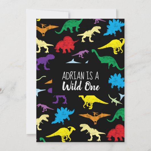Colorful Dinosaurs Wild One Kids Birthday Kaart (Voorkant)