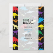 Colorful Dinosaurs Wild One Kids Birthday Kaart (Achterkant)