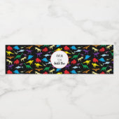 Colorful Dinosaurs Wild One Kids Birthday Waterfles Etiket (Enkel label)