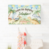 Colorful dinosaururs peuteraar verjaardagsfeestje, spandoek (Insitu)