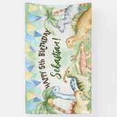 Colorful dinosaururs peuteraar verjaardagsfeestje, spandoek (Verticaal)
