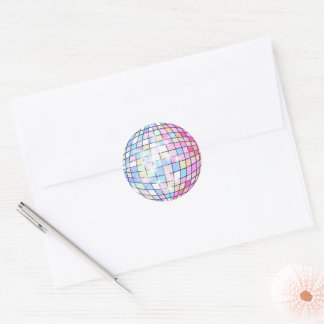Colorful Disco Ball Classic Round Sticker