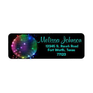 Colorful Disco Ball Custom Return-adreslabels Etiket