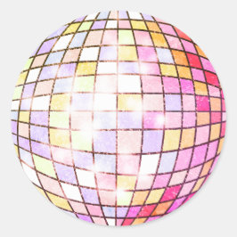 Colorful Disco Ball Pink Classic Round Sticker