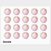 Colorful Disco Ball Pink Classic Round Sticker (Vel)