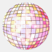 Colorful Disco Ball Pink Classic Round Sticker (Voorkant)