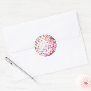 Colorful Disco Ball Pink Classic Round Sticker