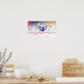 Colorful Disco Bowling 1985 40th Birthday Party Poster (Keuken)