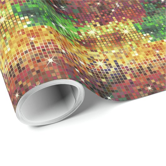 Colorful Disco Glitter & Sparkles Patroon 2 Cadeaupapier (Rol Hoek)