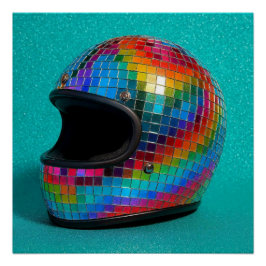 Colorful Disco Helmet Print. Perfect Poster