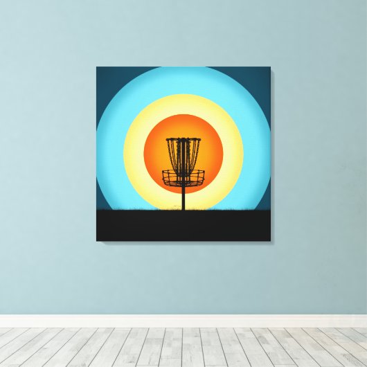 Colorful Disk Golf Basket Canvas Afdruk (Insitu (Houten vloer))