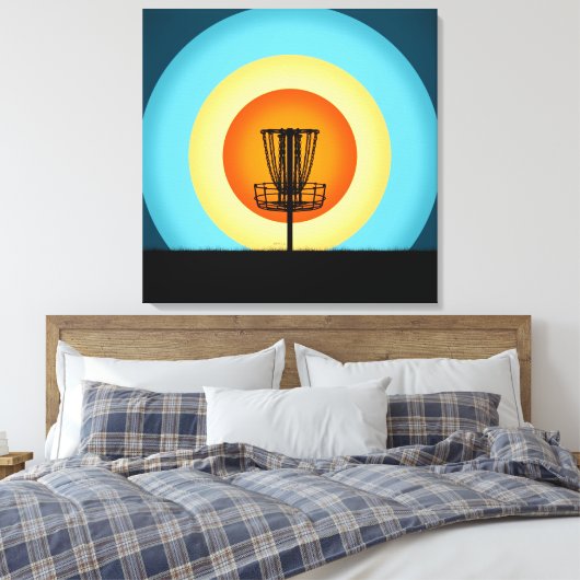 Colorful Disk Golf Basket Canvas Afdruk (Insitu (Slaapkamer))