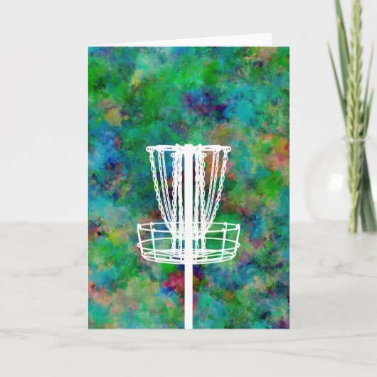 Colorful Disk Golf Basket Feestdagen Kaart (Voorkant)