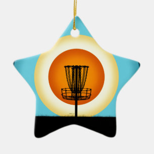 Colorful Disk Golf Basket Keramisch Ornament